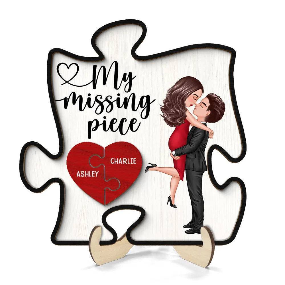 A Beautiful Expression of Deep Affection, Perfect for Gifting - 'My Missing Piece' Personalized Puzzle Heart 2-Layer Ornament- Romantic Valentine's & Anniversary Gift for Couples