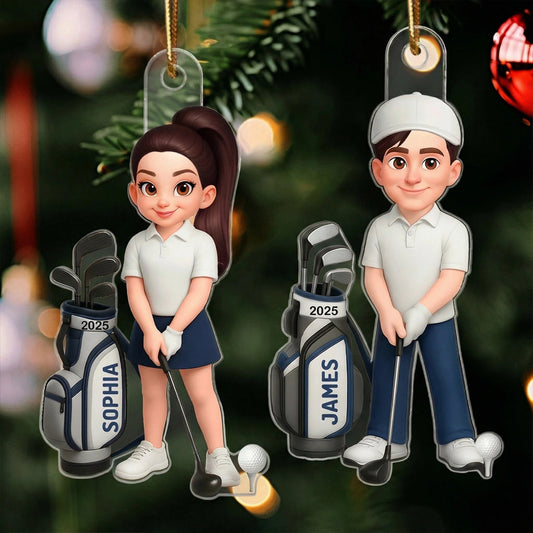 Personalized Acrylic Ornament Golf Couple Design for Golfers – Cute Custom Keepsake & Unique Holiday Gift