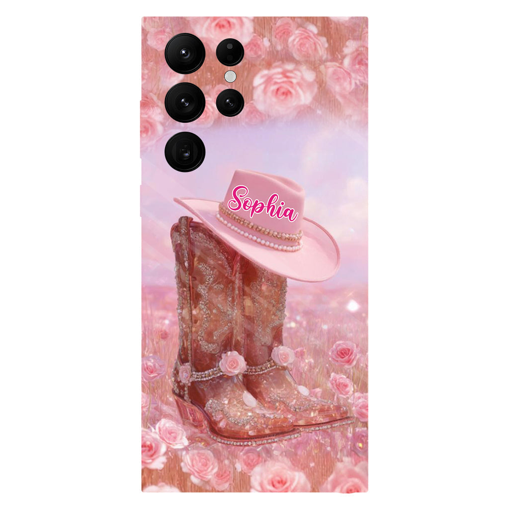 Floral Cowgirl - Personalized Cowgirl Full Print Phone Case & Phone Grip