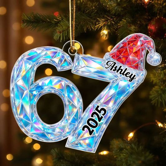Six Seven Acrylic Ornament Christmas Tree Decoration – Trendy Gen Z Viral Quote Style, Unique Gift for Kids and Grandkids