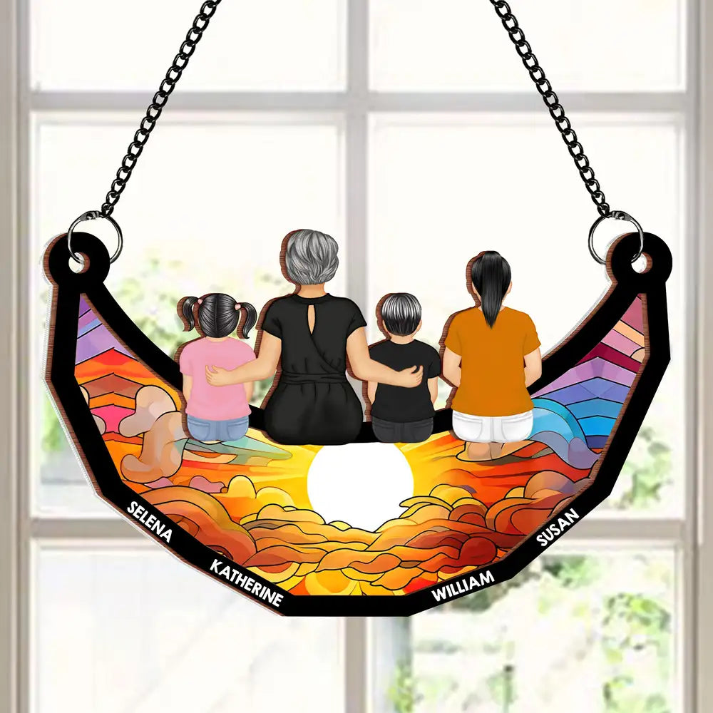 Custom Grandkids & Grandma Moon Ornament - Personalized Family Gift
