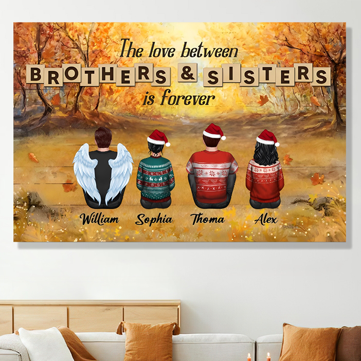 Personalized Brothers & Sisters Forever Keychain, Poster or Canvas, Plaque, Car Hanger, Wallet Card - Perfect Gift for Siblings, Memorial Keepsake