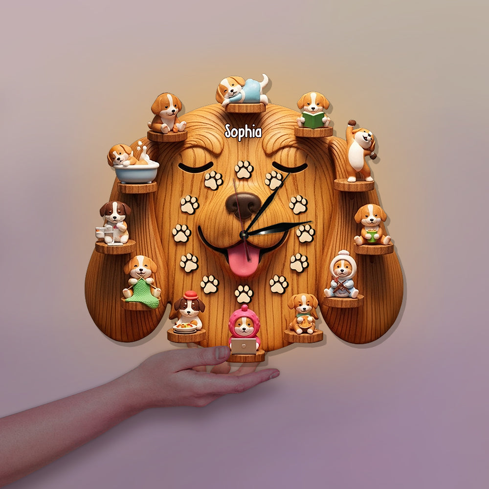 Cute Dogs - Personalized Dog LED Light Wall Clock