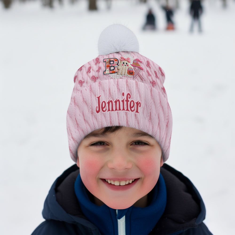 Ghost Breast Cancer Awareness - Personalized Breast Cancer Awareness Beanie Hat