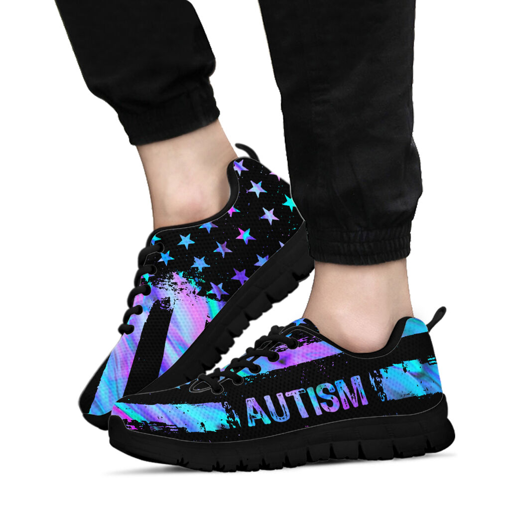 Autism American Flag Autism Awareness Sneakers 0622