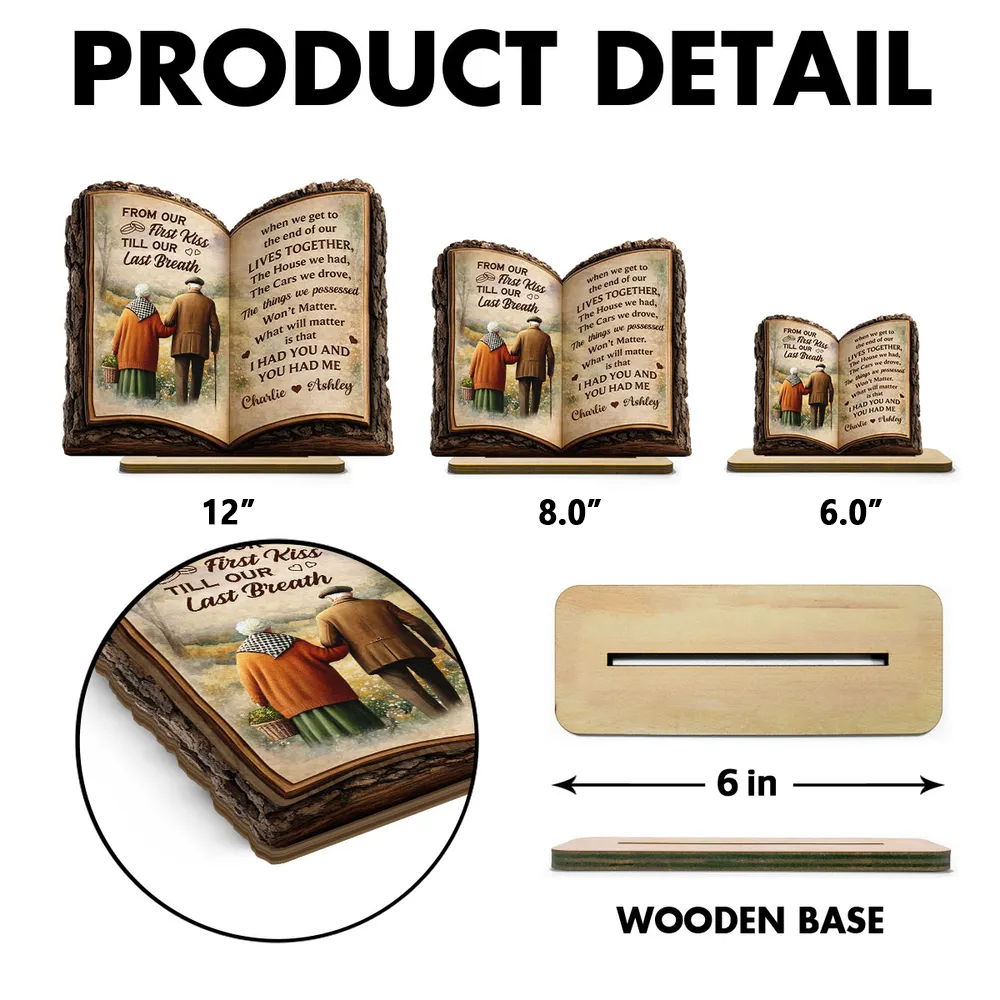 Personalized 2-Layer Wooden Plaque Open Book Couple Walking Together, Heartfelt Keepsake Decor, Unique Gift for Husband & Wife
