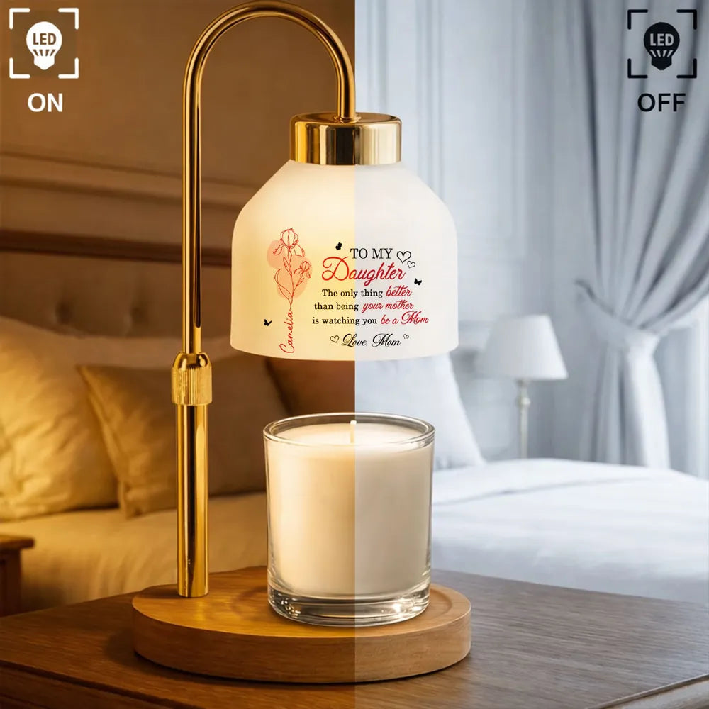 Candle Warmer Lamp Personalized for Daughter, Heartwarming New Mom Message, Sweet Bedroom Nightstand Gift