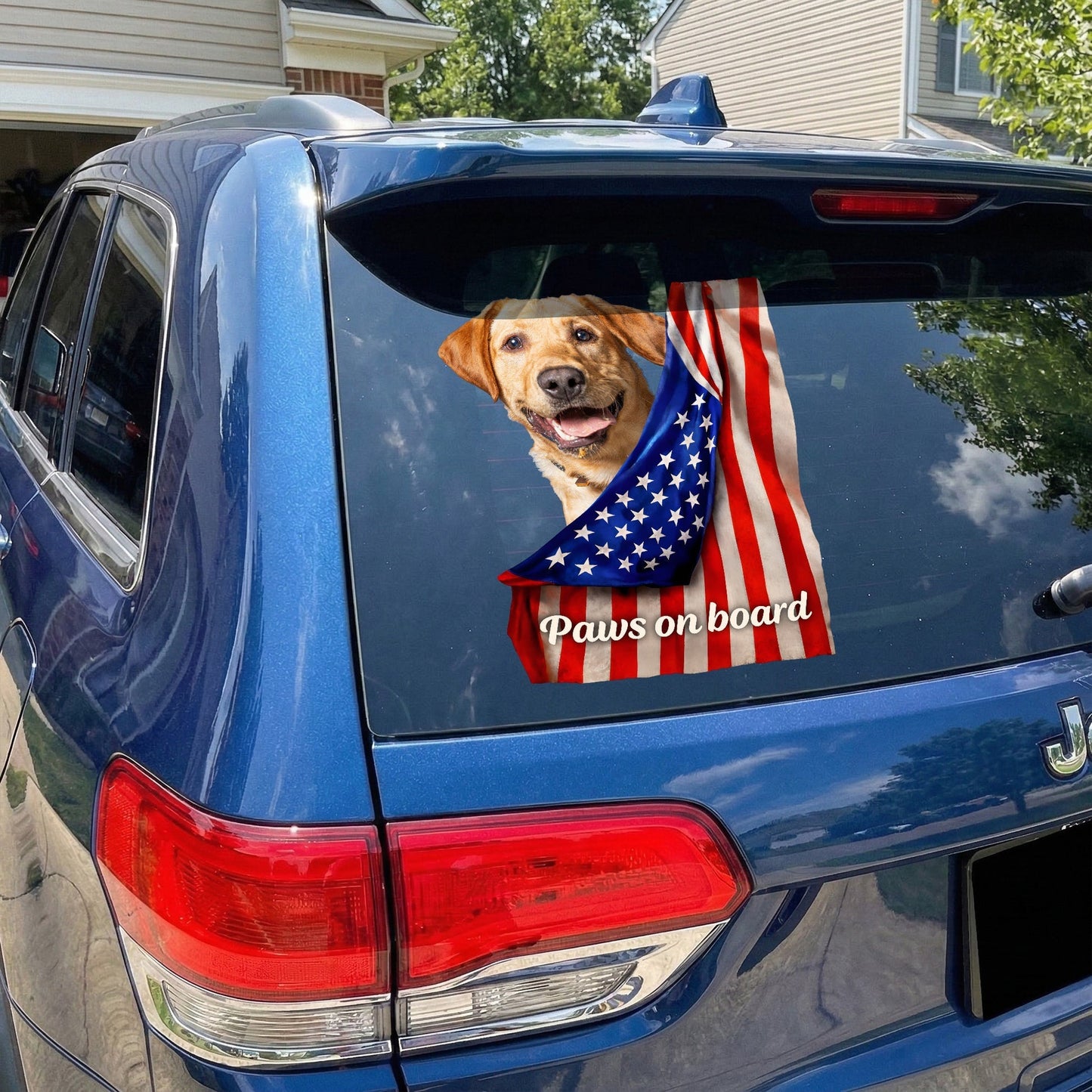 Personalized Dog Car Sticker Decal, Paws on Board Flag Design for Window Decor, Unique Gift for Dog Lovers