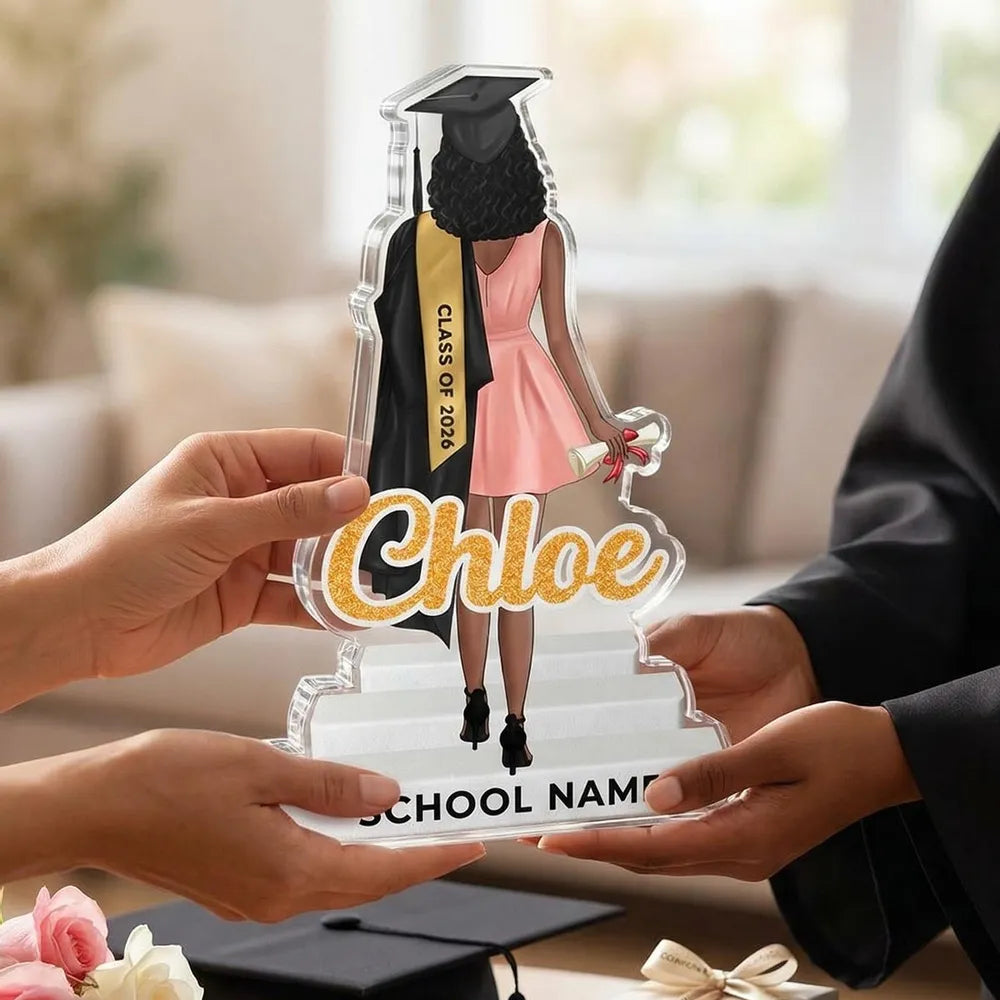 Custom Shaped Acrylic Block Plaque with Grad Cap and Diploma, Class Celebration Home Accent, Thoughtful Gift for Graduate