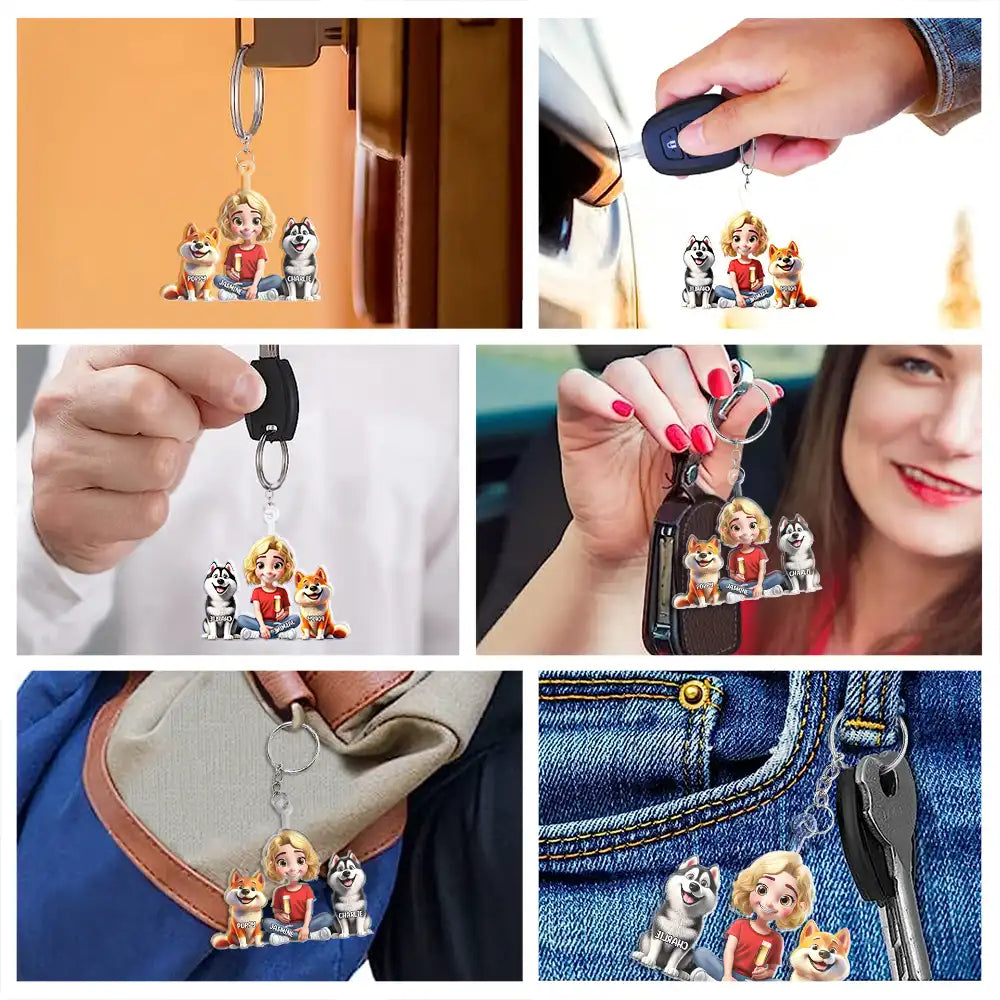 Personalized Dog Mom & Dad Acrylic Keychain with 3D Effect