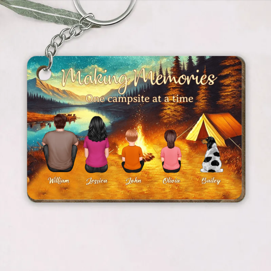 Making Memories Around the Campfire - Personalized Carhanger, Keychain, Poster or Canvas, Plaque, Wallet Card - Unique Family Camping Gift