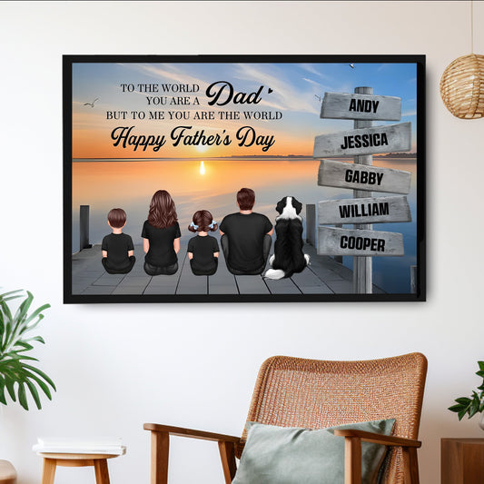 Personalized Family Back View Poster for Dad | Custom Canvas Gift