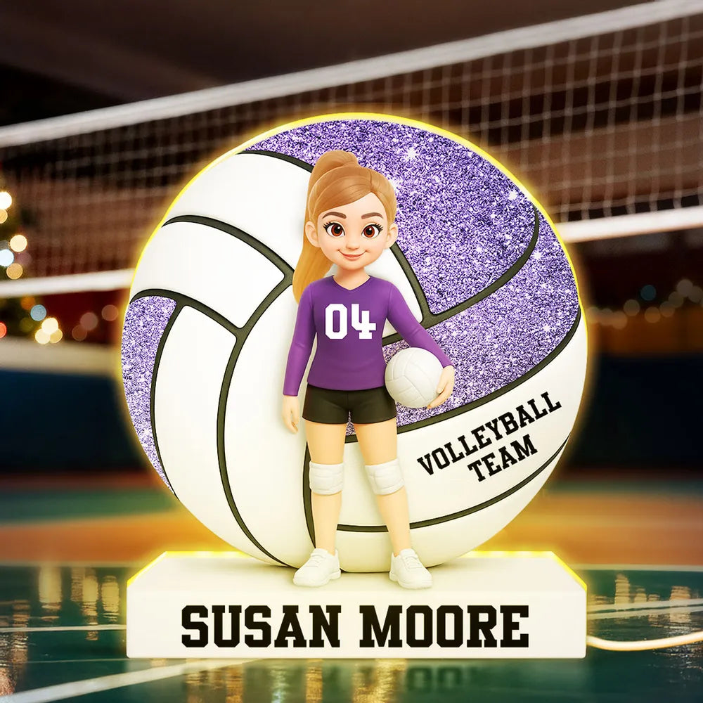 Personalized Volleyball Acrylic Light Box Lamp with Custom Player Design, Soft Warm Glow Bedroom or Bookshelf Décor, Unique Graduation Gift for Athletes