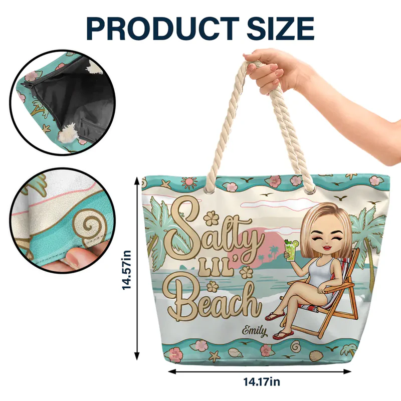 Personalized Rope Handle Canvas Bag, Just A Girl Who Loves Beaches, Cute Beach Chair Design, Unique Gift for Beach Lovers
