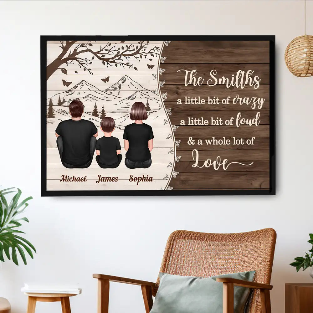 "A Little Bit of Crazy, A Whole Lot of Love" Personalized Mountain View Poster – Custom Family Wall Art