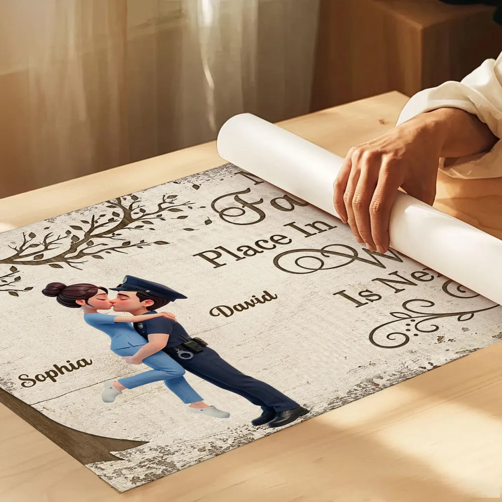 Personalized Couple Hugging Poster Wall Art Under Tree Romantic Home Decor - Unique Gift For Wife Or Husband