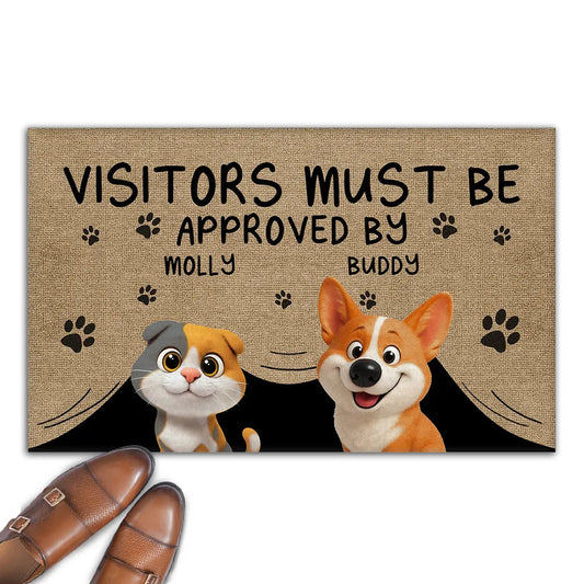 Custom Doormat with Cat & Dog Cartoon Design for Pet Lovers