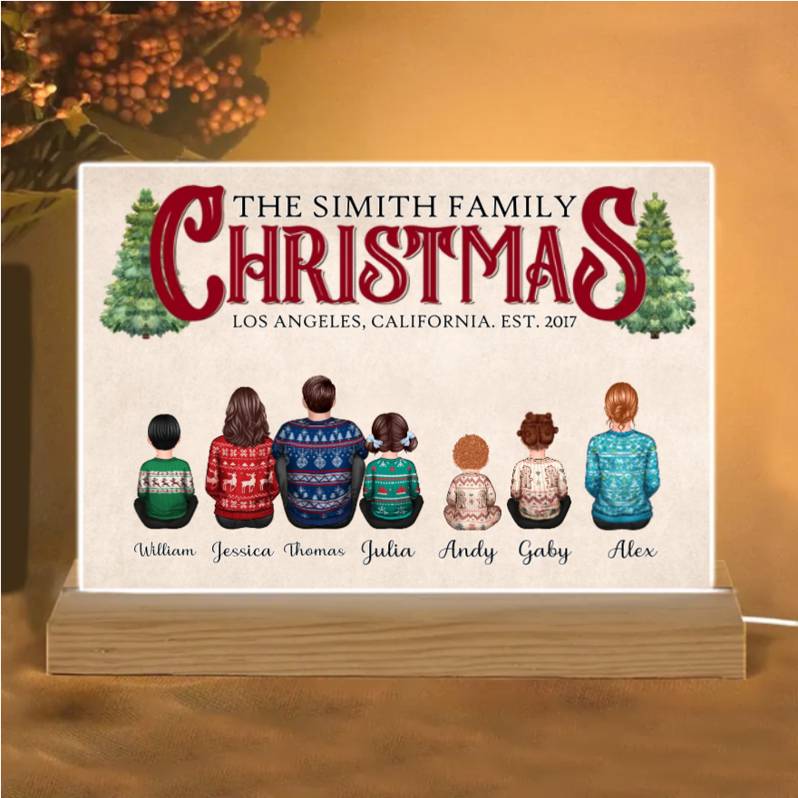 Christmas Family Sitting Together Personalized Poster, Christmas Decoration