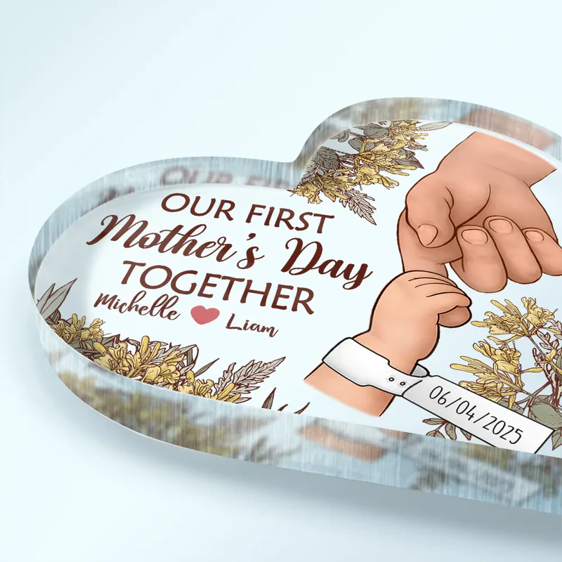 Our First Mother's Day Together Personalized Shaped Acrylic Block Plaque, Sweet Keepsake Gift for Mom
