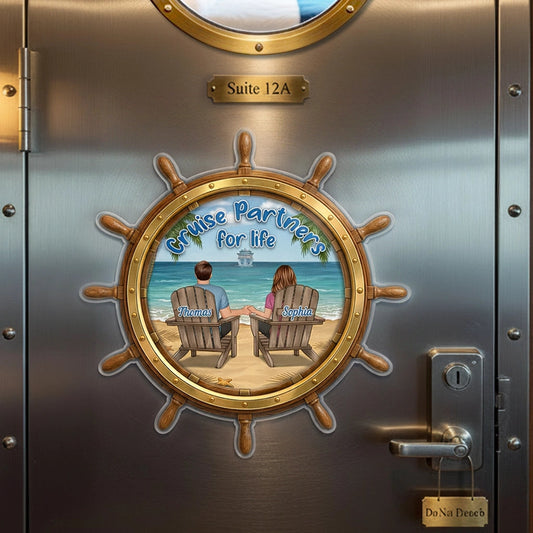 Acrylic Magnet Personalized Cruise Couple Keepsake with Ship Wheel Design - Sweet Romantic Gift for Your Travel Partner