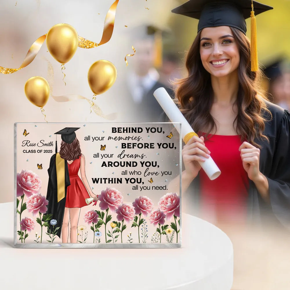 Floral Acrylic Graduation Keepsake for Class of 2025, Inspirational Gift for Her or Him