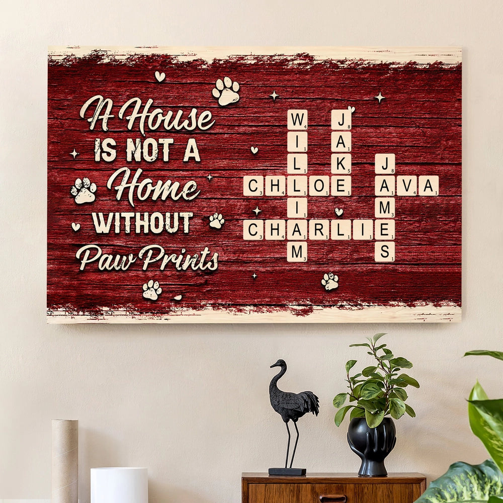 Family Crossword Paw Prints Poster — A Heartwarming Gift for Pet Lovers and Home Décor