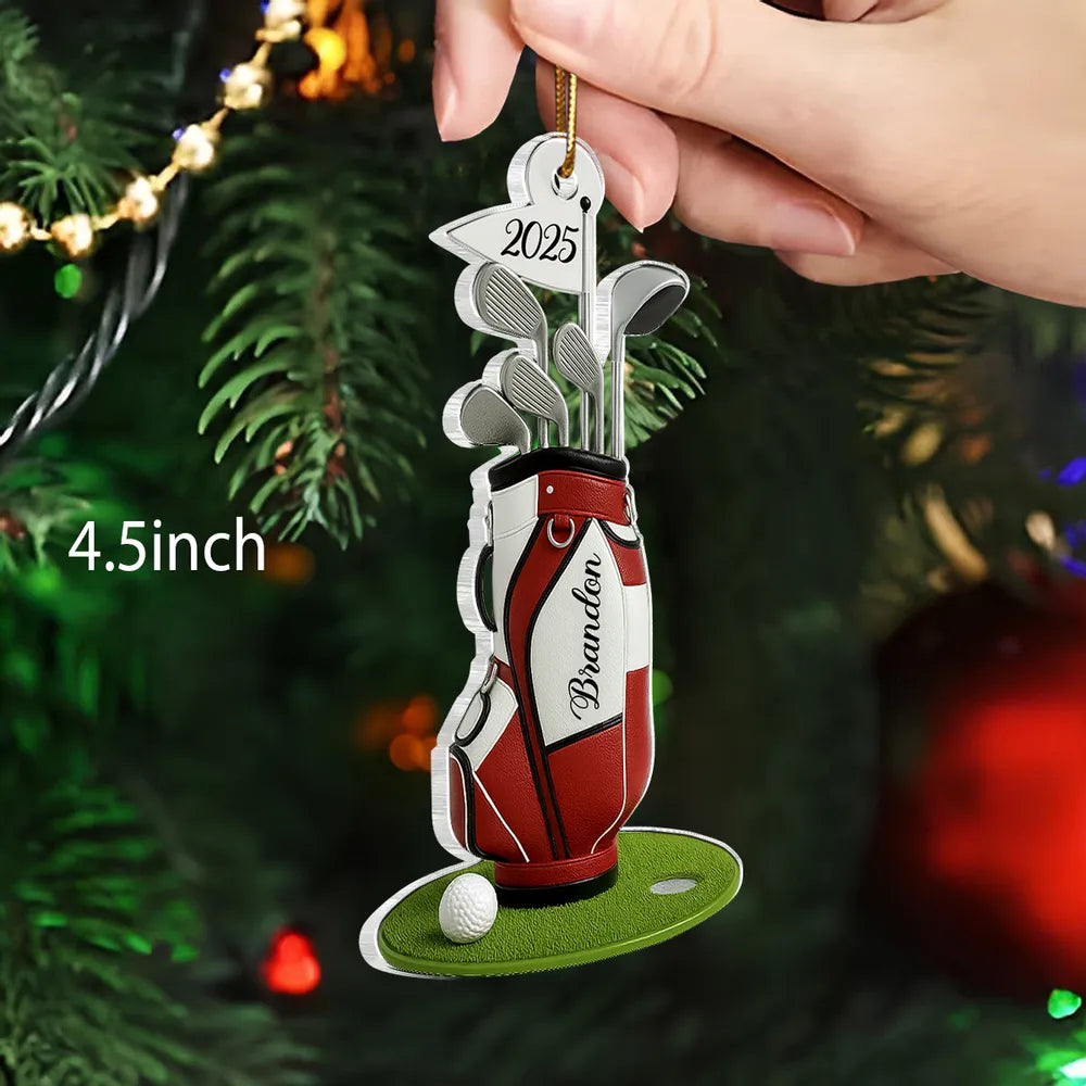 Personalized Acrylic Ornament Golf Bag Design for Christmas Tree Decor, Unique Custom Gift for Golf Lovers