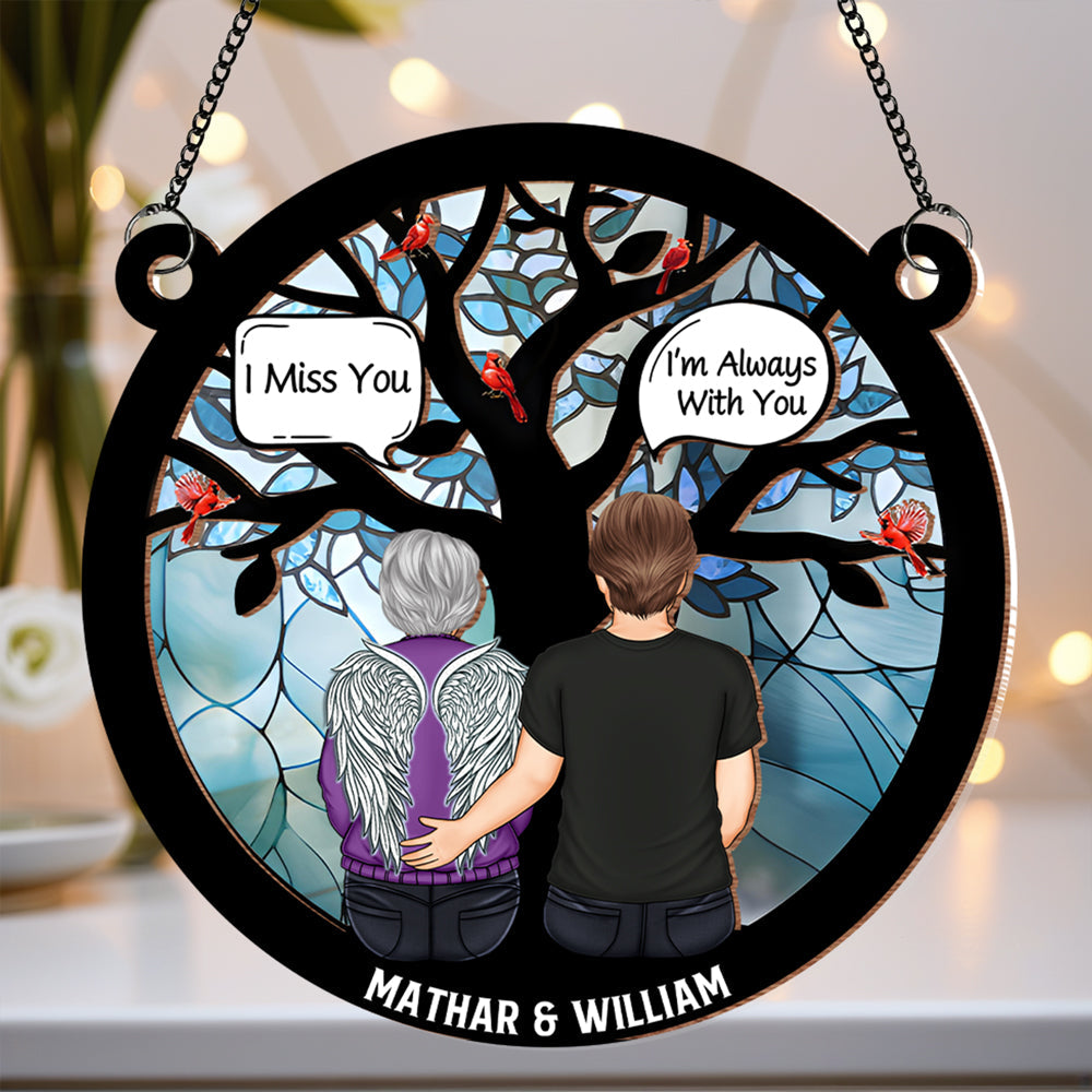 Custom Memorial Ornament – Wood and Acrylic Layered Keepsake Featuring Angel Wings and Cardinal Birds, Perfect for Remembering Loved Ones or as a Sentimental Gift