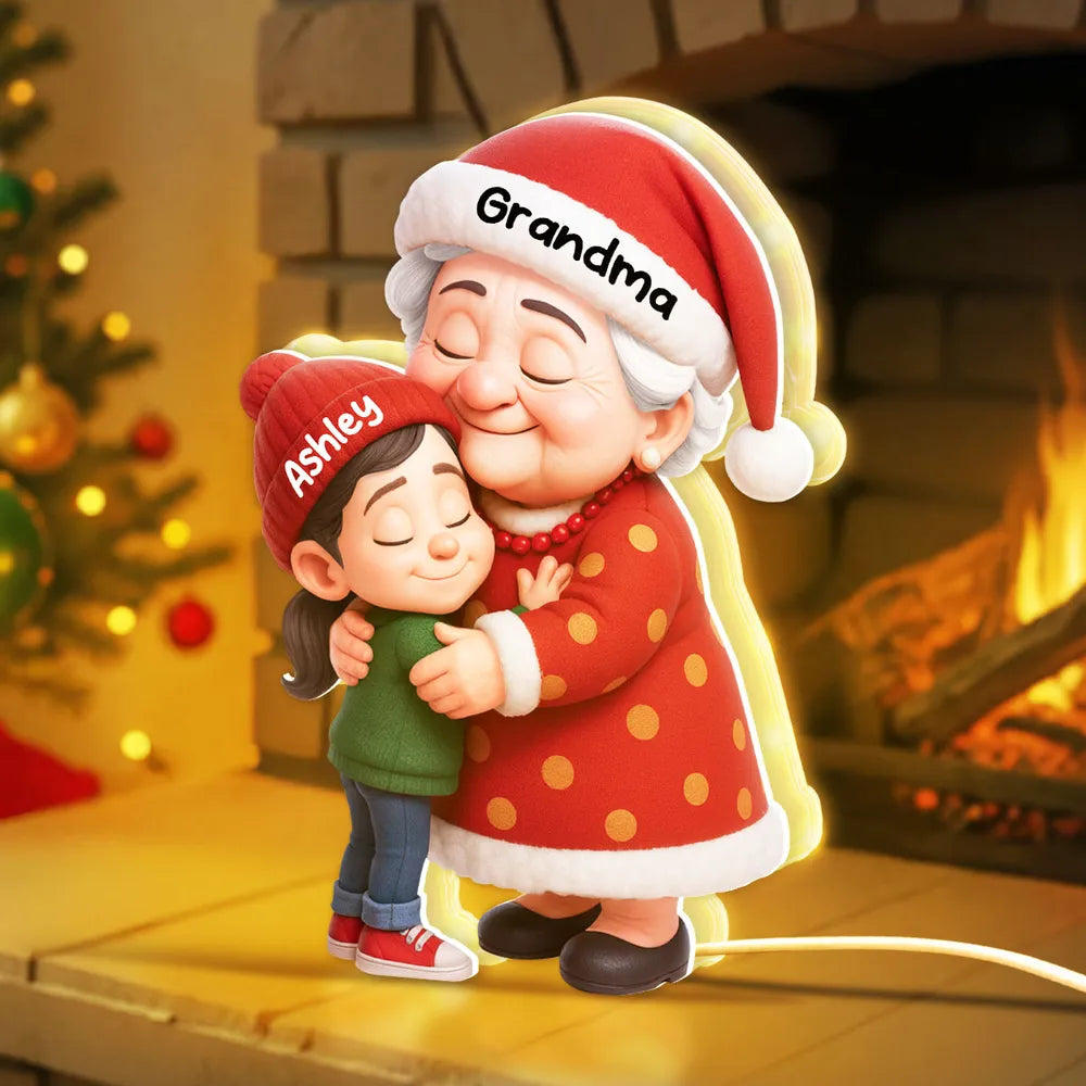 Grandma and Grandkid Hug Acrylic Light Box – A Heartwarming Christmas Gift of Love and Togetherness
