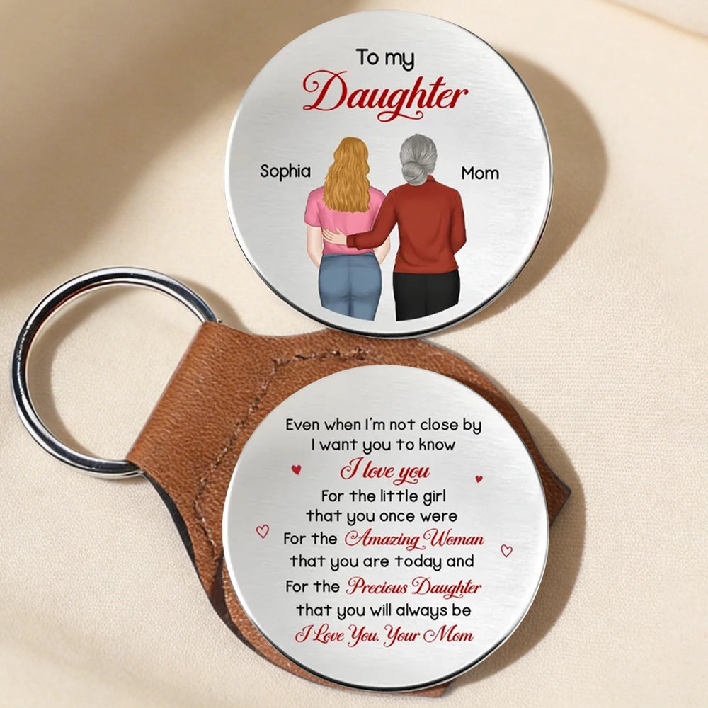Personalized Pocket Hug for Daughter from Mom - Back View Hug Illustration Keepsake, Unique Gift She Can Carry Daily