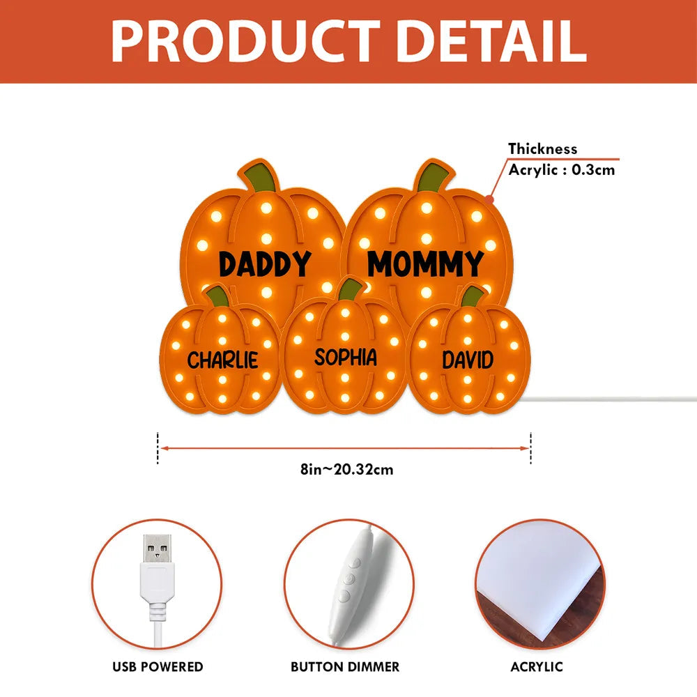 Pumpkin Acrylic Light Box Featuring Family Theme, Heartwarming Décor and Gift-Ready Accent for Parents