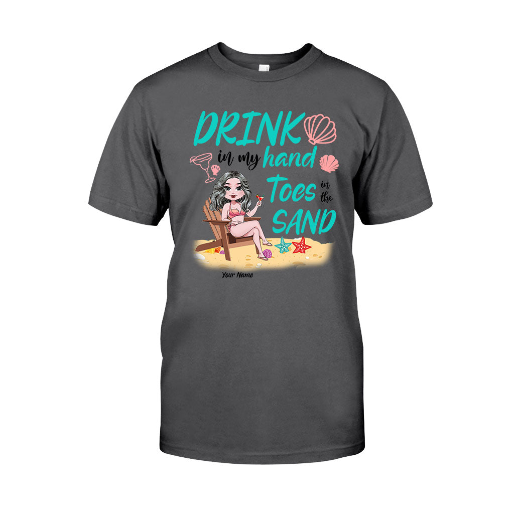 Drink In My Hand Toes In The Sand - Personalized Sea Lover T-shirt and Hoodie