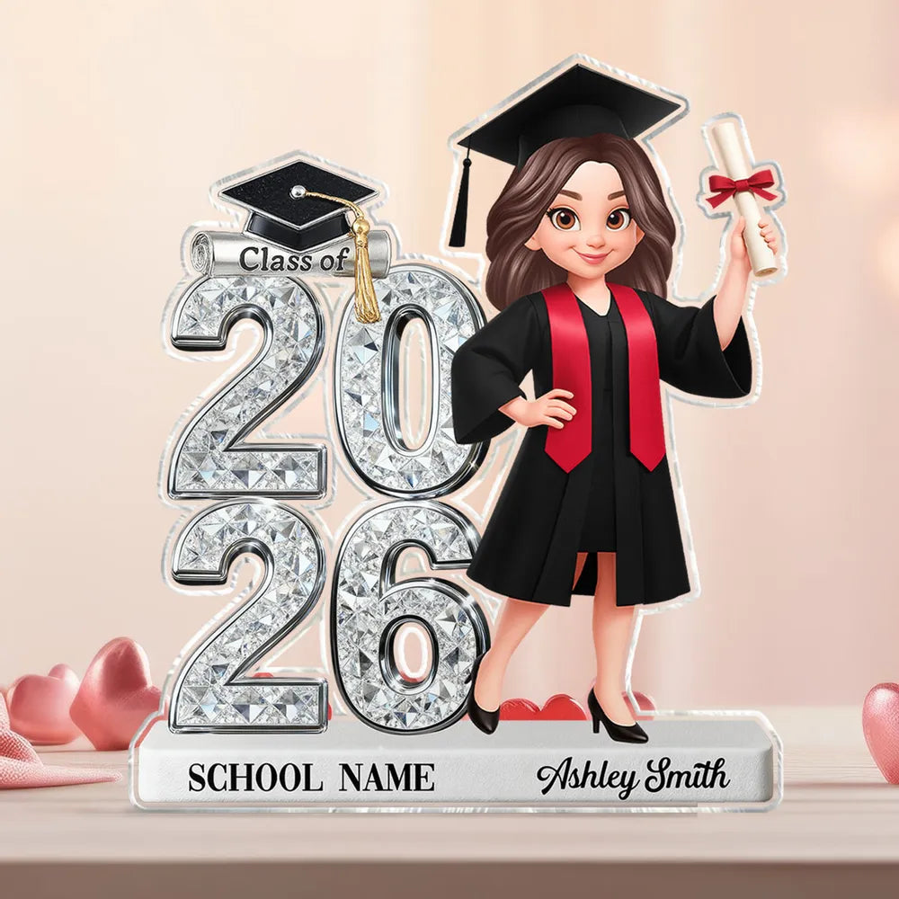 Shaped Acrylic Block Plaque Personalized Graduation Keepsake With Cap and Diploma - A Meaningful Gift for Your Grad