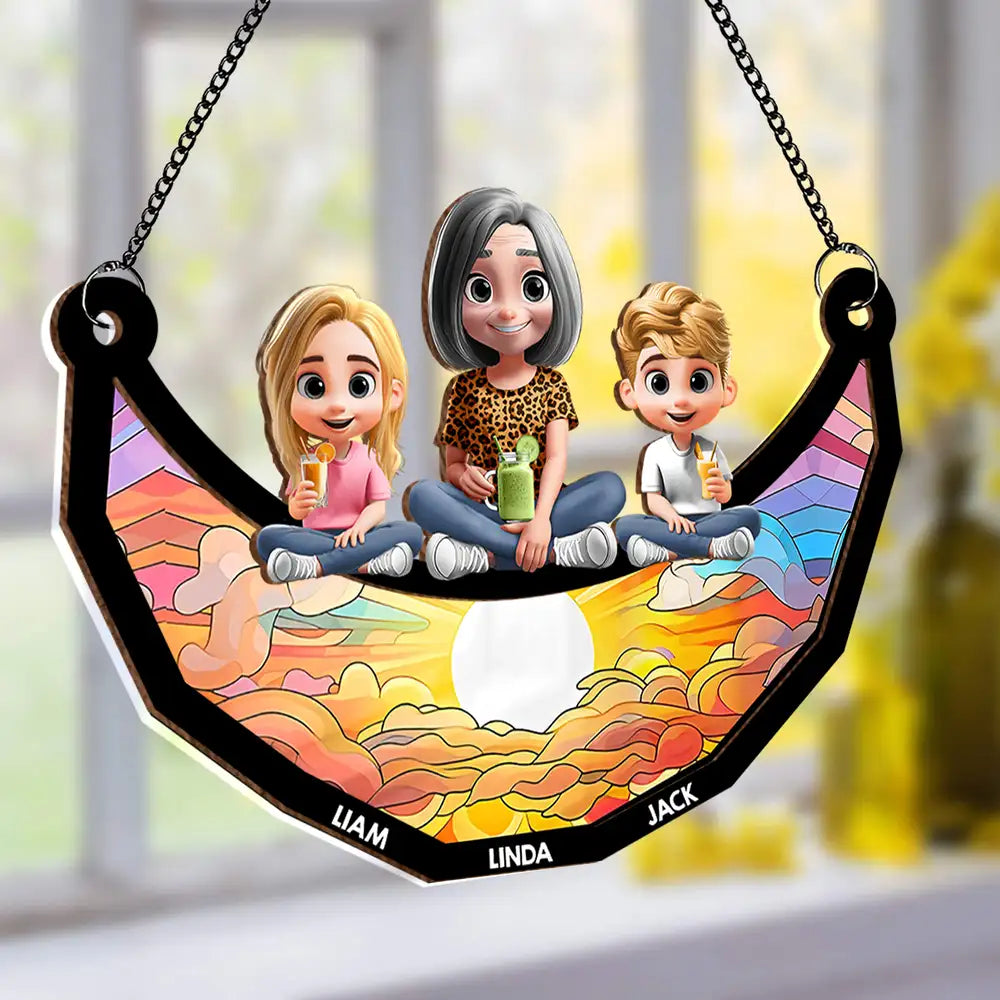 Customized Family Bond Ornament – Personalized Wood and Acrylic Swing Design for Mother’s Day