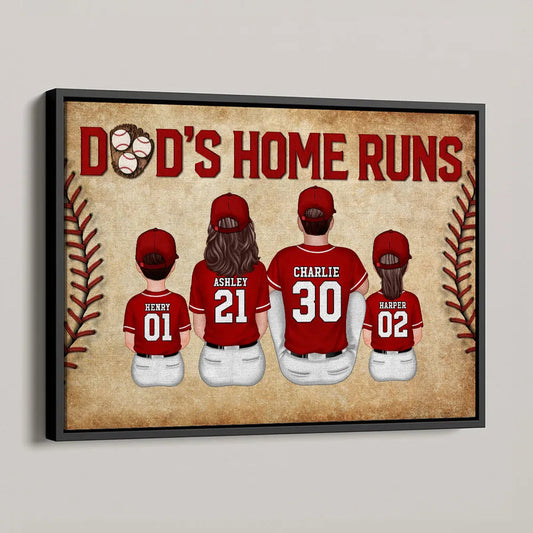 “Dad’s Home Runs” Custom Baseball Family Poster – Perfect Father’s Day Gift for a Baseball-Loving Dad