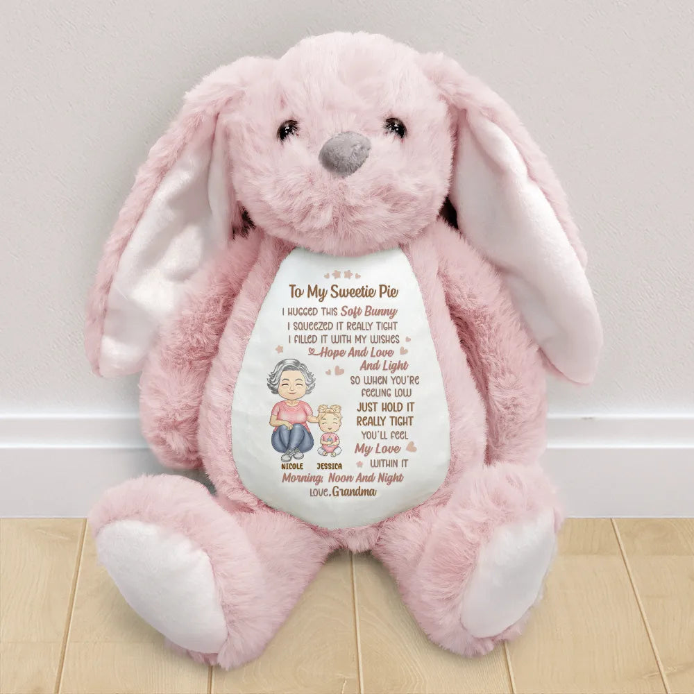 Personalized Plush Bunny for Granddaughter, Grandma's Wishes Message, Sweet Unique Gift for Comfort & Love