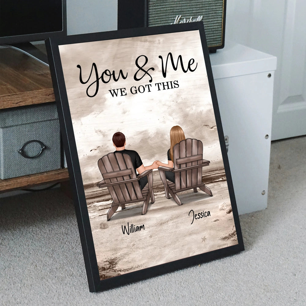 Personalized LED Light Plaque for Couple, Beach Back View Scene, Cozy Ambient Light, Unique Romantic Gift for Him or Her