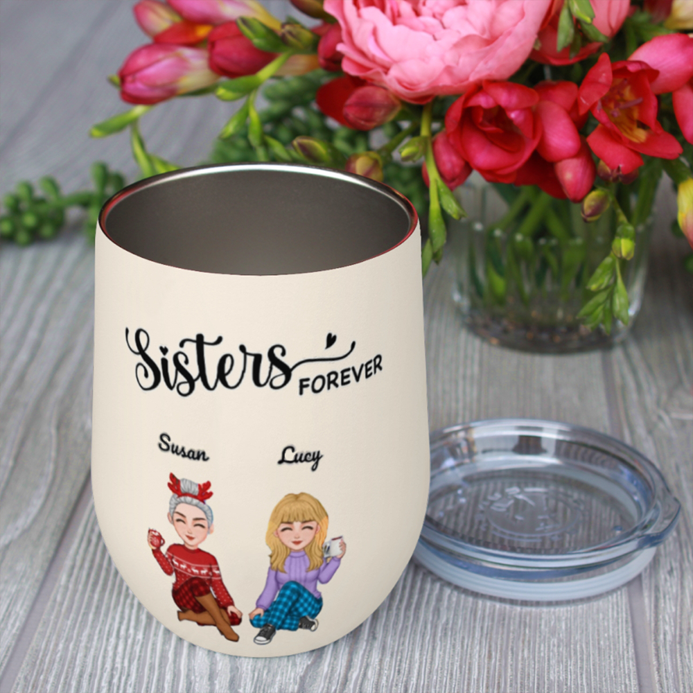 Sisters Forever - Personalized Custom PU Makeup Case,Jewelry Dish, Ornament and Mug- Acrylic Gift Box Shaped - Christmas Gift For Best Friends, BFF, Sister