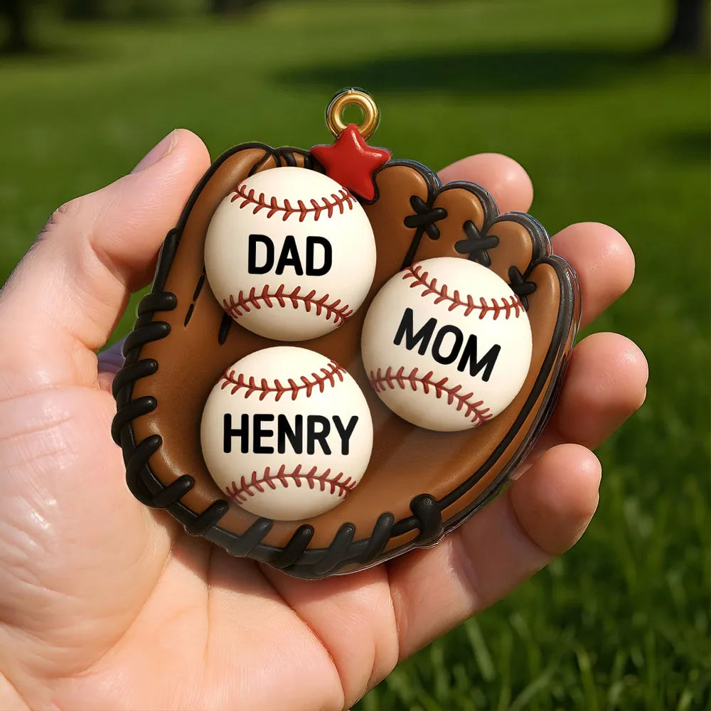 Family Baseball Theme Ornament, Heartwarming Holiday Decoration