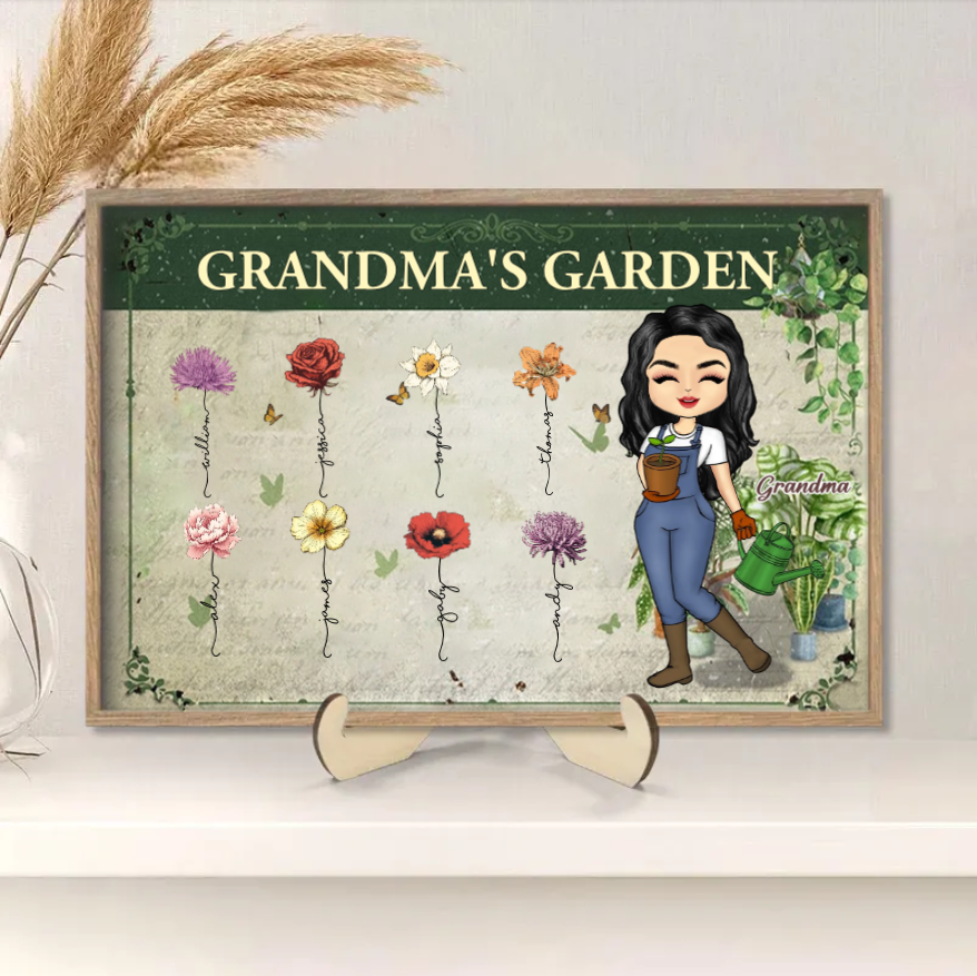 Grandma's Custom Garden: Personalized Grandchildren Flower Art Poster, Canvas, Ornament, and Metal Sign – Perfect for Home Decor or Gift