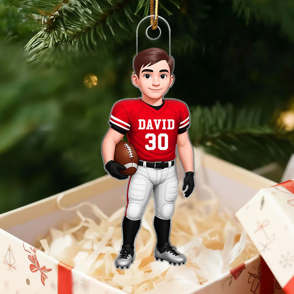 Personalized Football Player Acrylic Ornament, High-Quality Print, Gift-Ready Keepsake for Athletes
