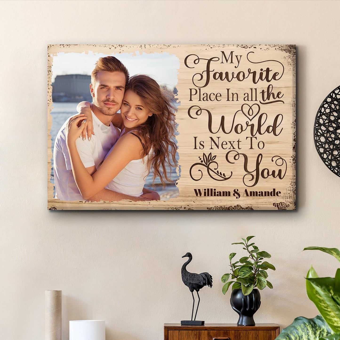 Personalized Poster/Canvas - My Favorite Place In All the World Is Next To You - Valentine's Day Gift for Couples