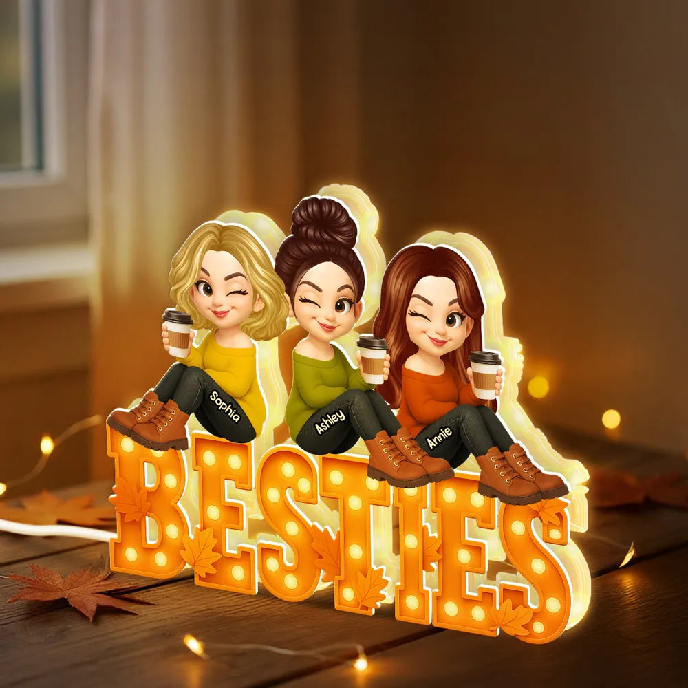 Besties Acrylic Light Box Personalized Friendship Keepsake, Cozy Bedroom Bookshelf Glow, Unique Gift for Best Friends