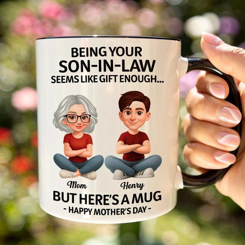 Personalized Two-Tone Mug Funny Son-In-Law Mother's Day Message Cute Cartoon Gift for Mother-In-Law