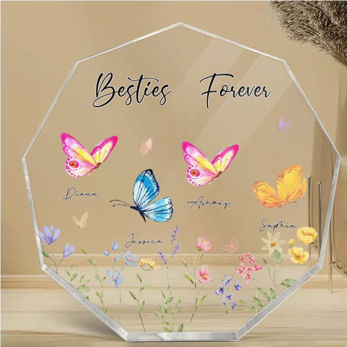 Besties Sisters Grandma Mom Beautiful Butterflies Personalized Circle Ceramic Ornament