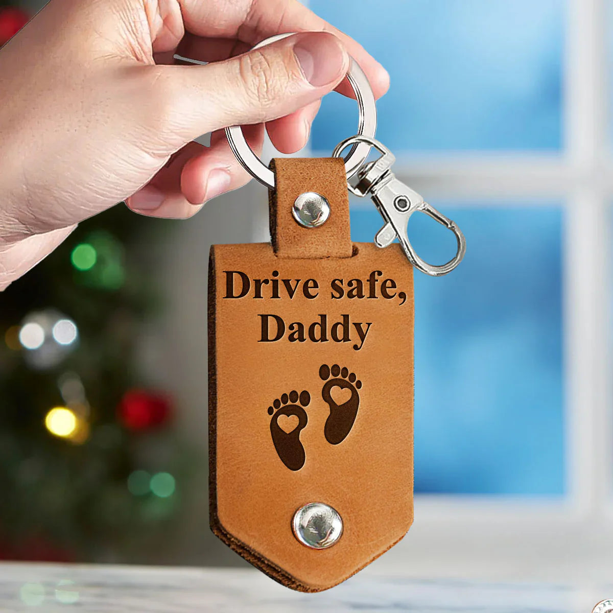 Personalized Leather Photo Keychain With Mini Calendar for New Dads, The Day You Became My Daddy, Unique Gift for Dad