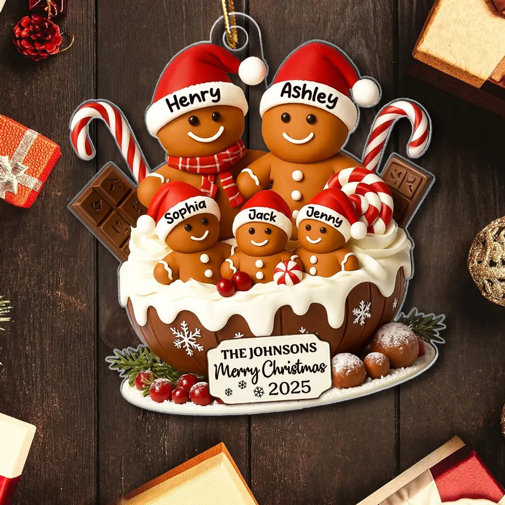 Christmas Gingerbread Family Acrylic Ornament, Personalized Festive Decor with Warm Holiday Vibes, Perfect Gift for Family