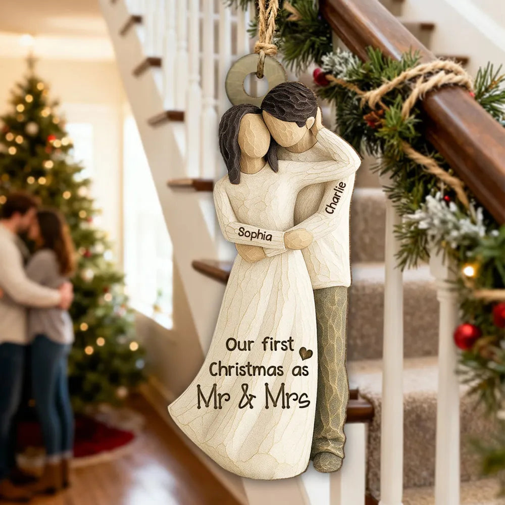 Wooden Ornament Personalized Couple Keepsake With Cozy Neutral Style - Sweet Holiday Gift That Says 'You & Me We got this'