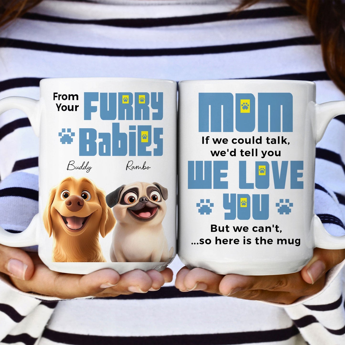 From Your Furry Babies With Love – Creative White Ceramic Mug for Mother's Day, Birthdays, and Cozy Family Moments