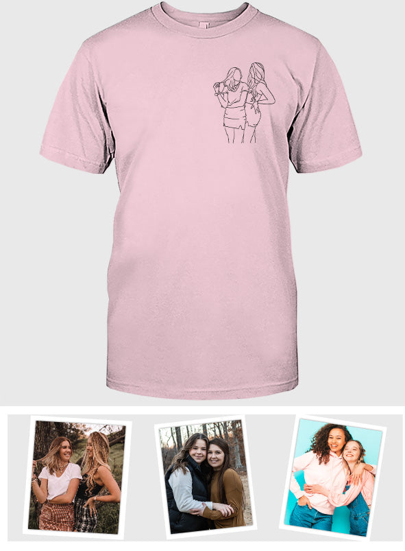 Custom Line Art - Personalized granddaughter Embroidered T-shirt